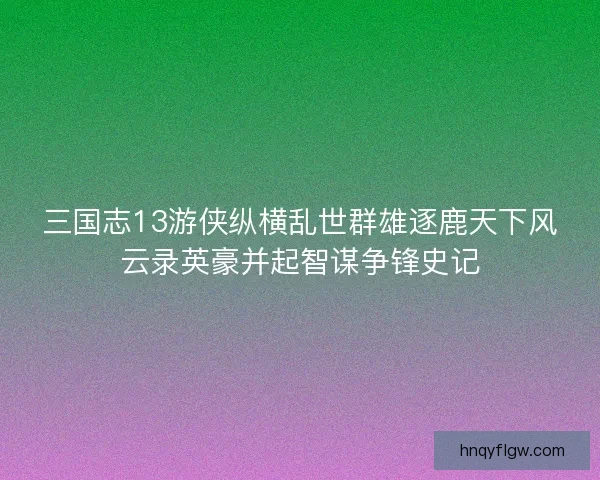 三国志13游侠纵横乱世群雄逐鹿天下风云录英豪并起智谋争锋史记